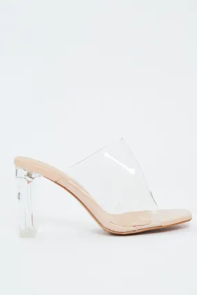 Nude Clear Peep Toe Perspex Heels - Silva