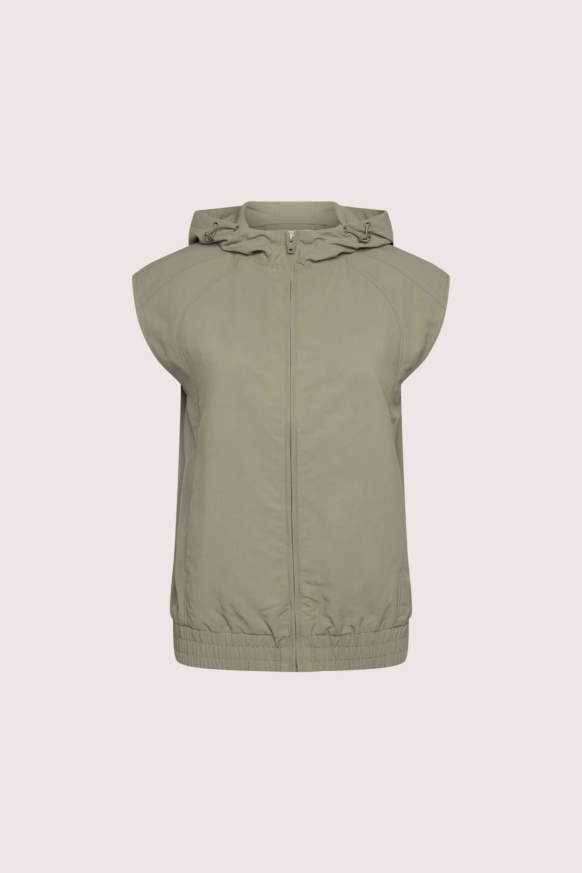 NYLON HOODED ZIP-UP VEST