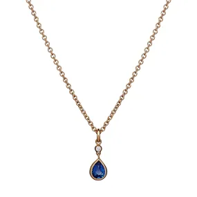 Peardrop Necklace - Sapphire and Diamond