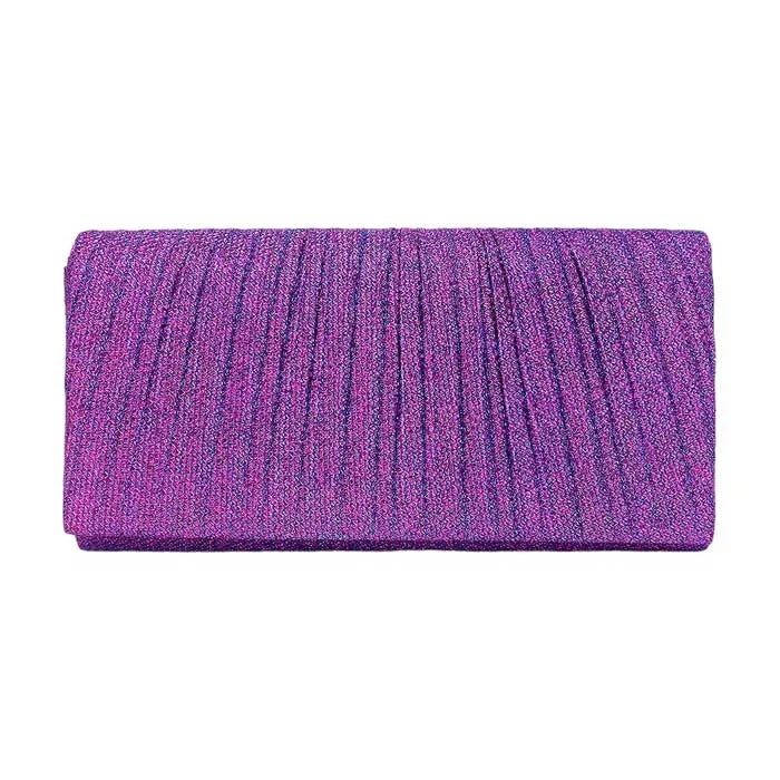 Pleated Shimmery Evening Clutch Crossbody Bag