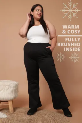 Plus Size Black Bootcut Fleece Pants