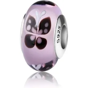 Purple Murano Glass Butterfly Bead Charm