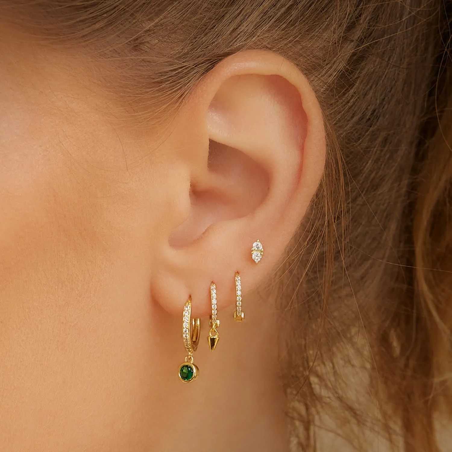 Rhodes Gold Earrings - Emerald