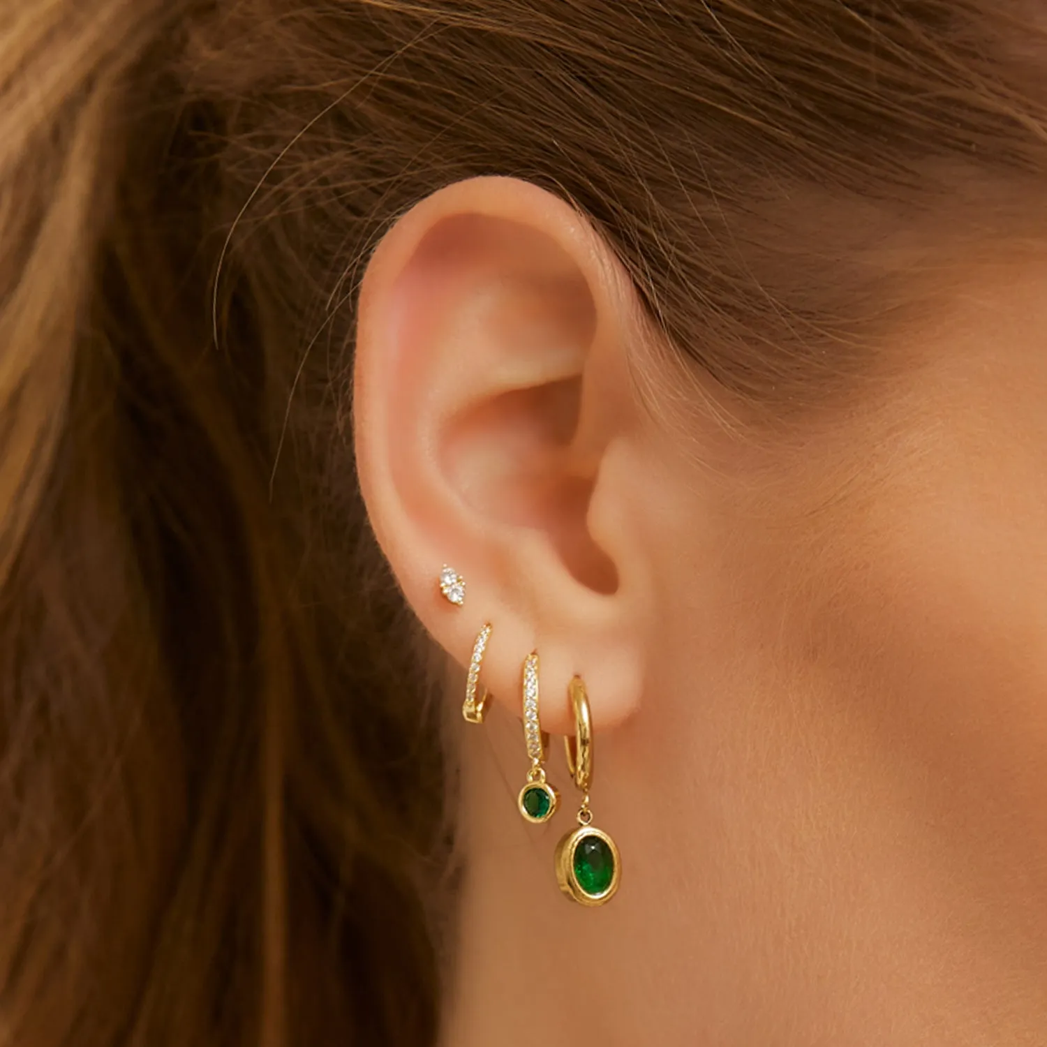 Rhodes Gold Earrings - Emerald