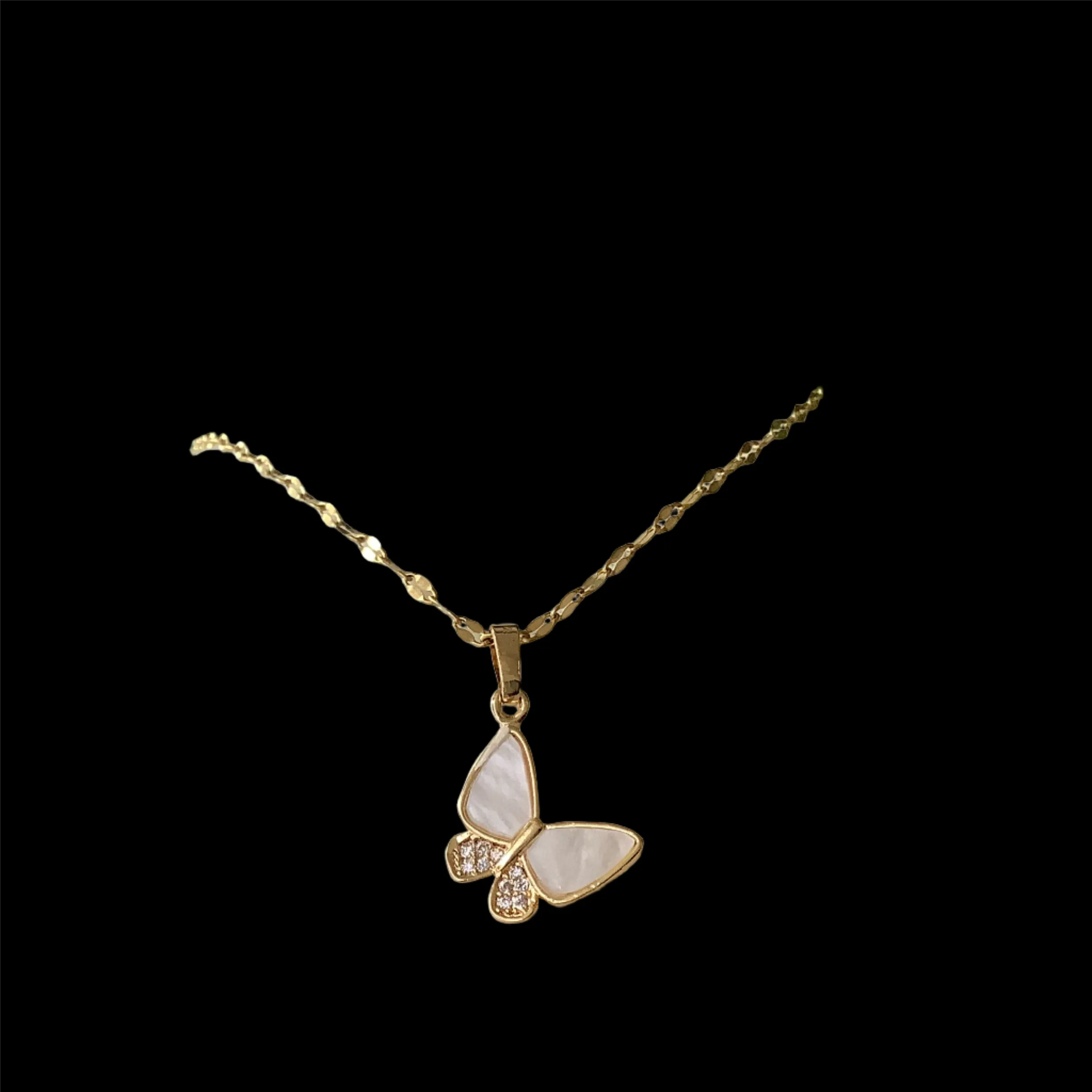 Salvanity K-POP Pearl Butterfly Anti Tarnish Necklace