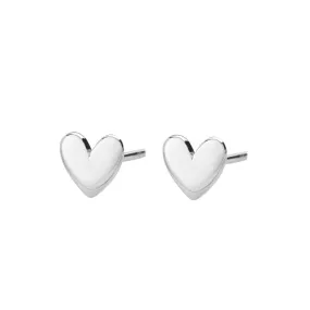 Silver Heart Stud Earrings