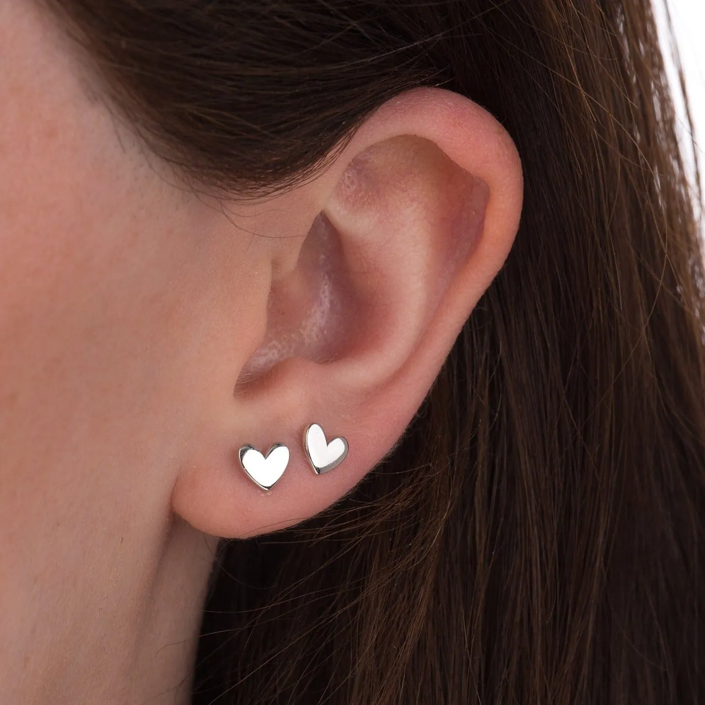 Silver Heart Stud Earrings