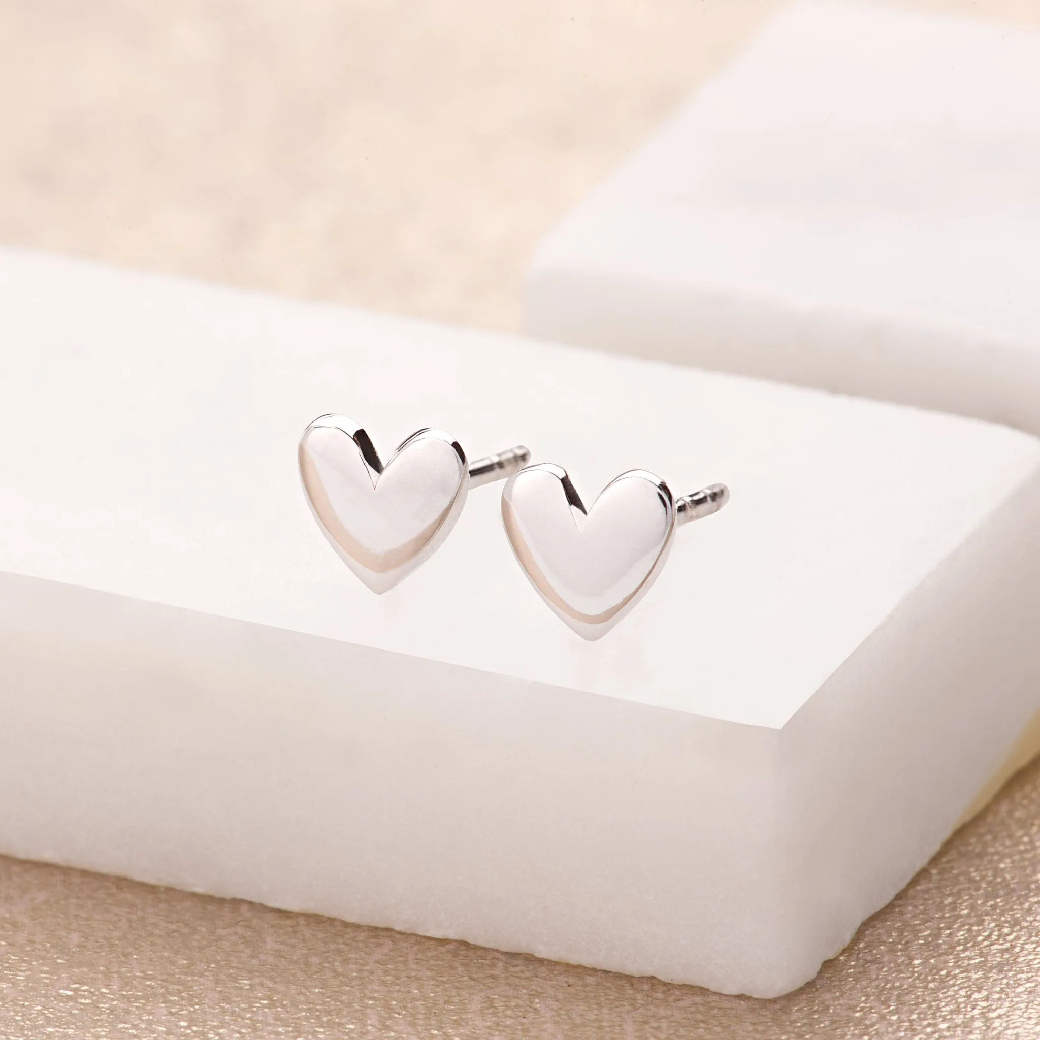 Silver Heart Stud Earrings