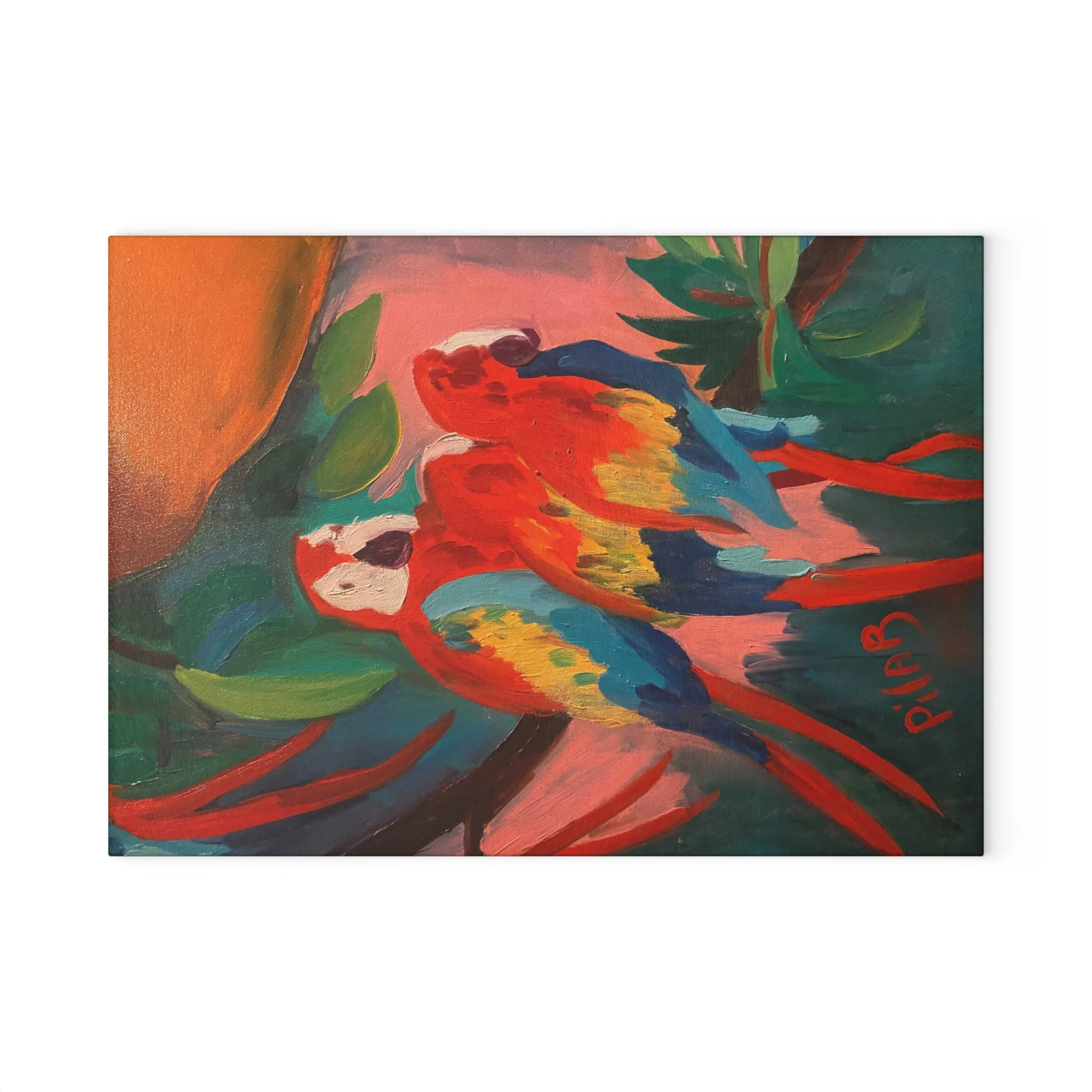 Tempered Glass Cutting Board - 3 Parrots