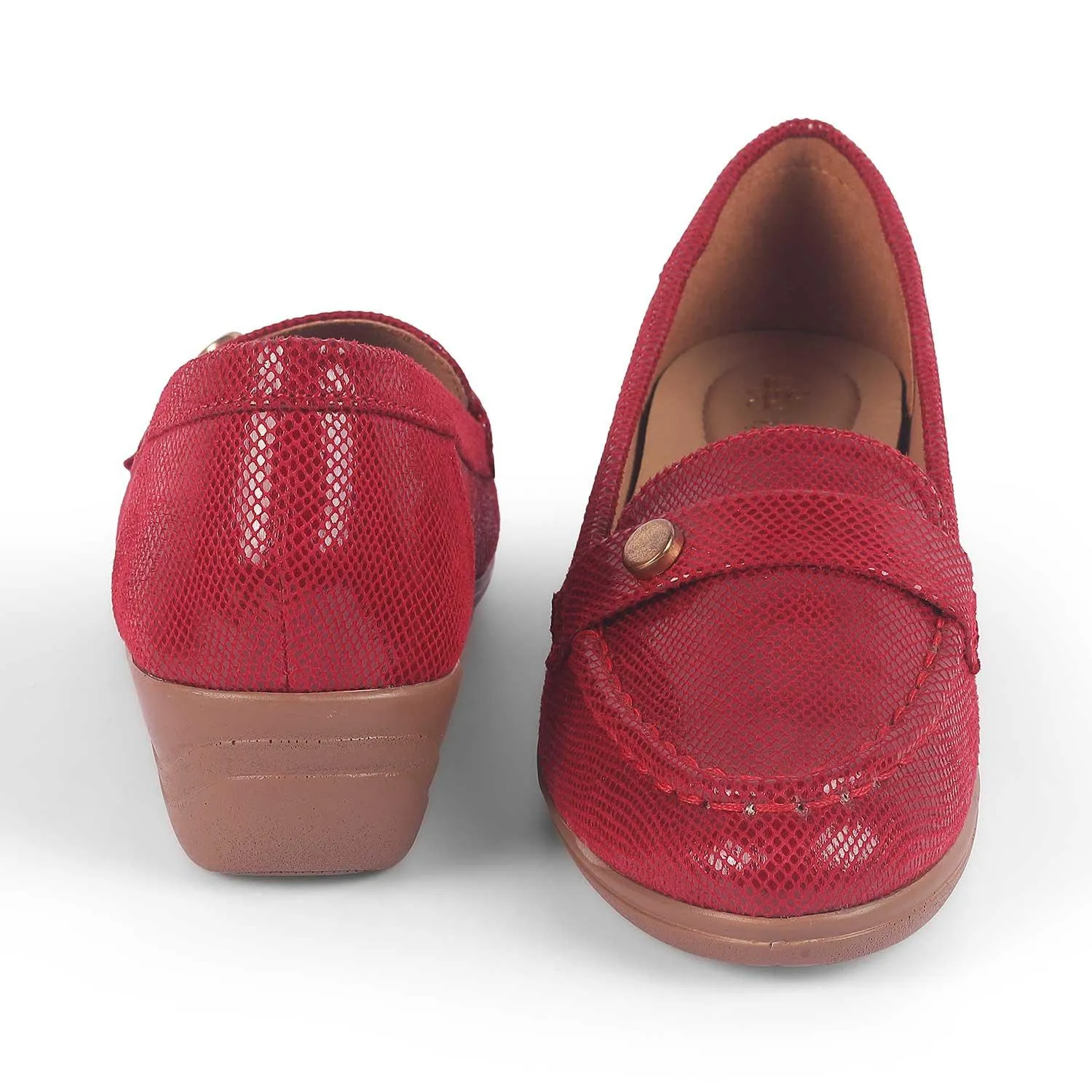 Tresmode Marcoval Red Women's Dress Wedge Loafers