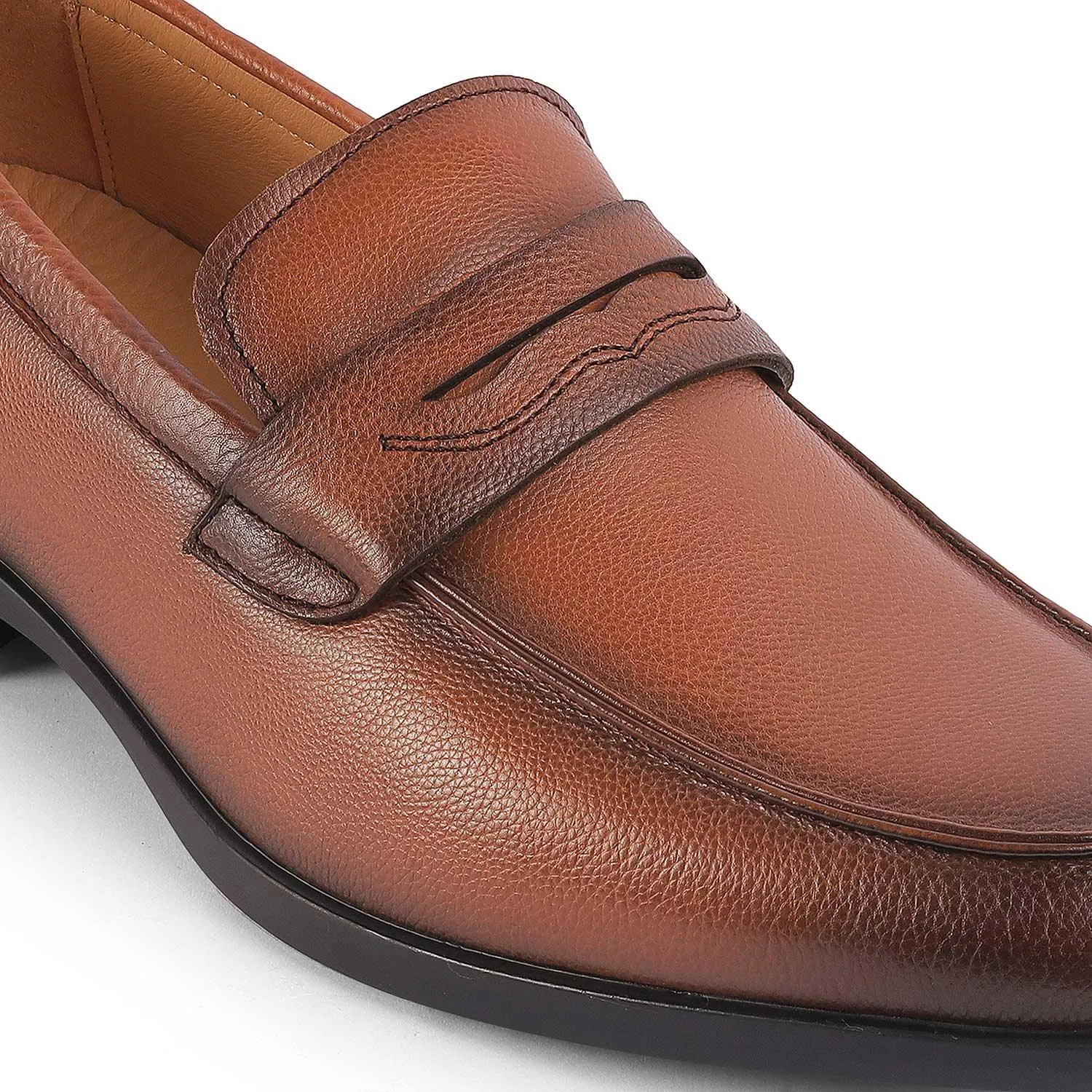 Tresmode Yesi Tan Men's Leather Penny Loafers