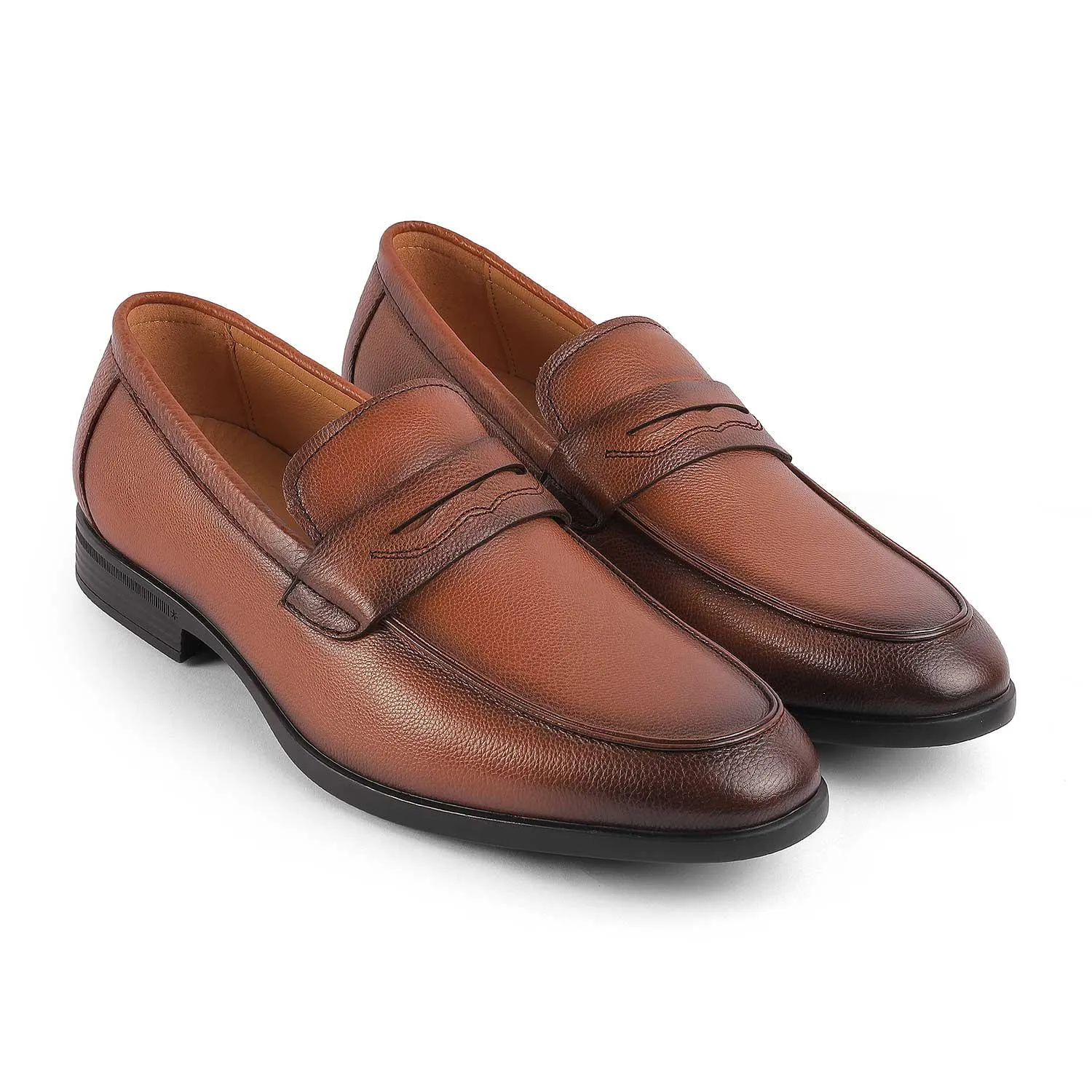 Tresmode Yesi Tan Men's Leather Penny Loafers