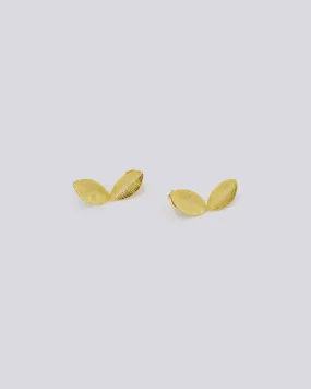 Two Golden Tiny Leaf Earrings