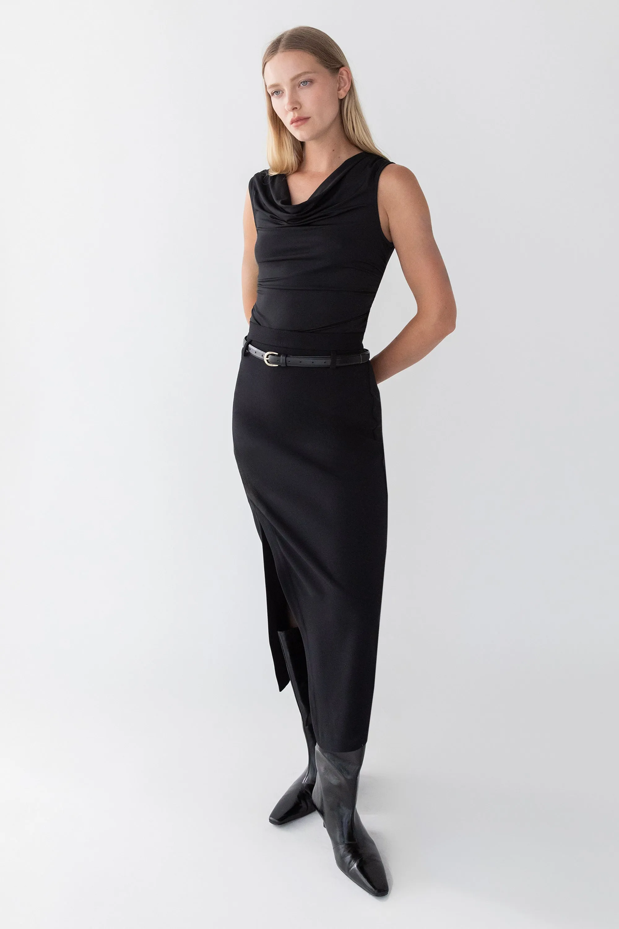 WRAP MAXI SUITING SKIRT