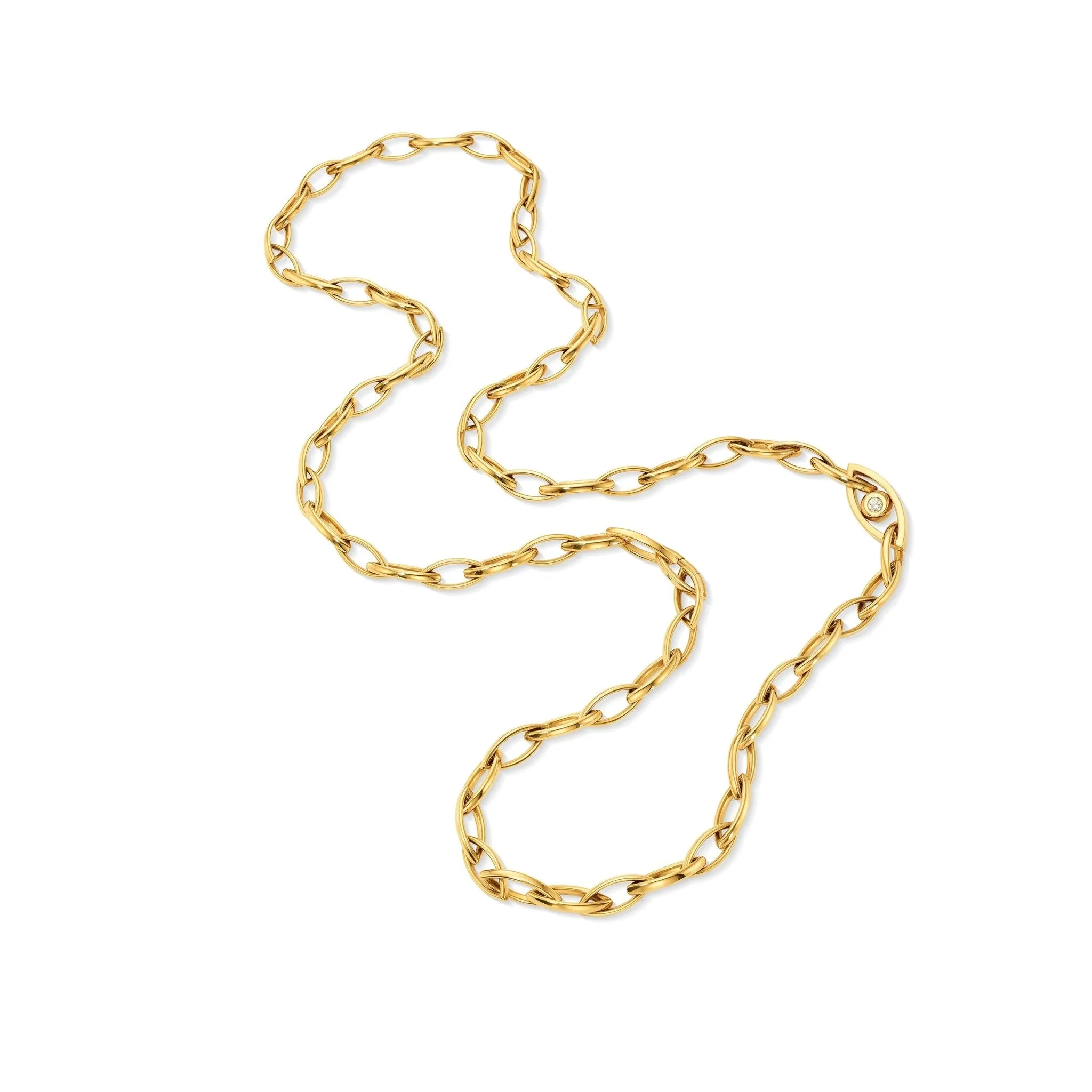 Yellow Gold Reflections Link Necklace with White Diamonds