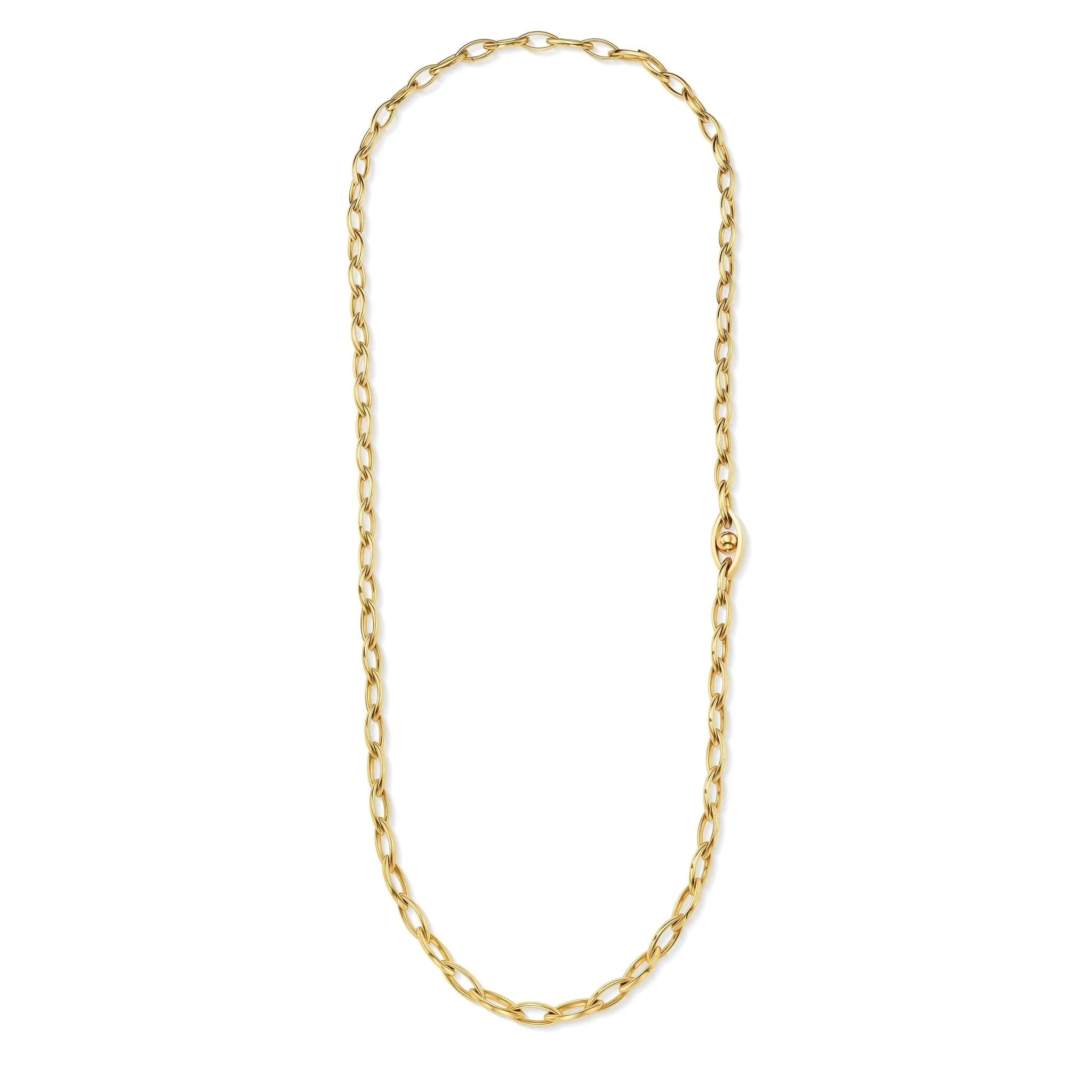 Yellow Gold Reflections Link Necklace with White Diamonds